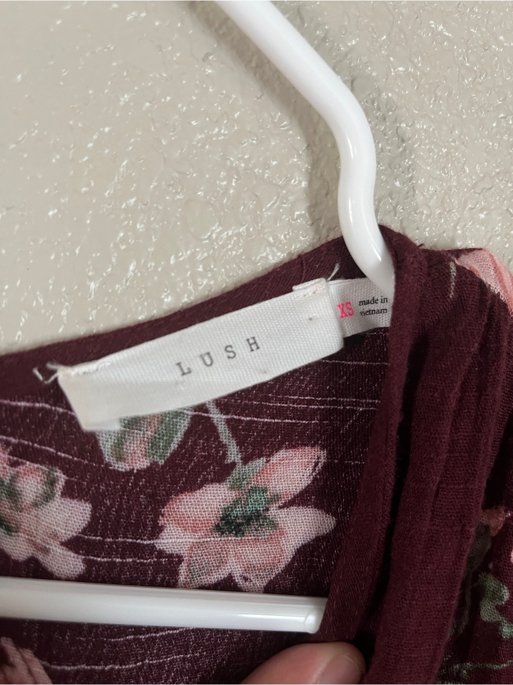Lush Wine Floral High-Low V-Neck Bell Sleeve Dress - Picture 4 of 6